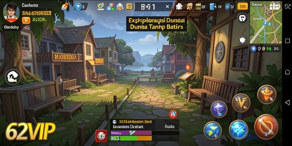Tampilan gameplay 62VIP menampilkan eksplorasi dunia yang luas dan interaktif.