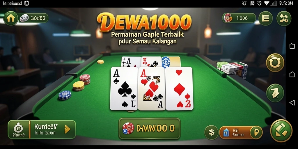 Tampilan menarik dari gameplay Gaple di DEWA1000.