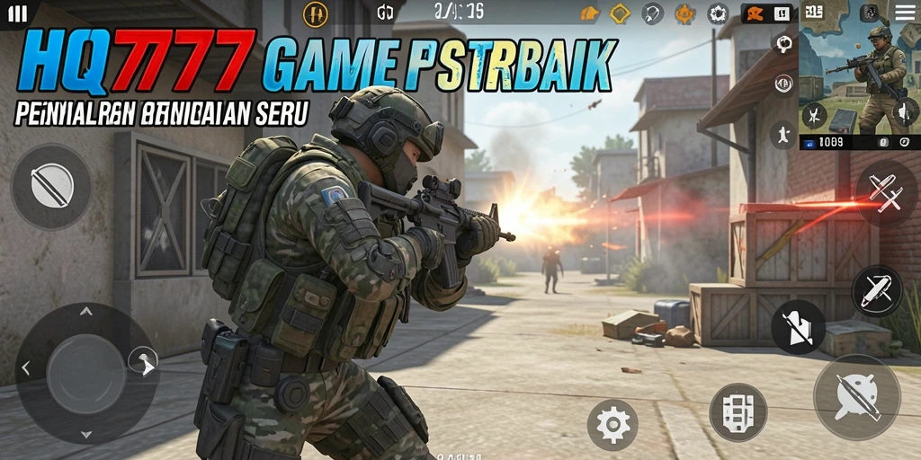 Tampilan aksi mendebarkan dari game FPS HQ777.
