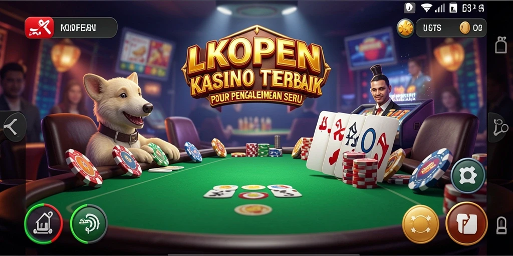 Screenshot gameplay LKOPEN menampilkan suasana kasino yang mengasyikkan.