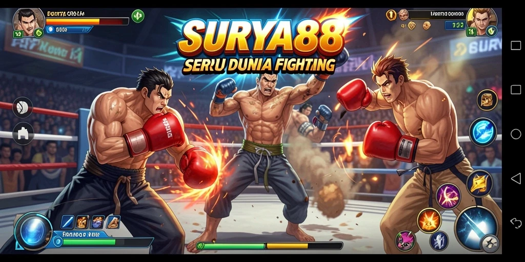 Tampilan seru gameplay pertarungan dalam SURYA88.