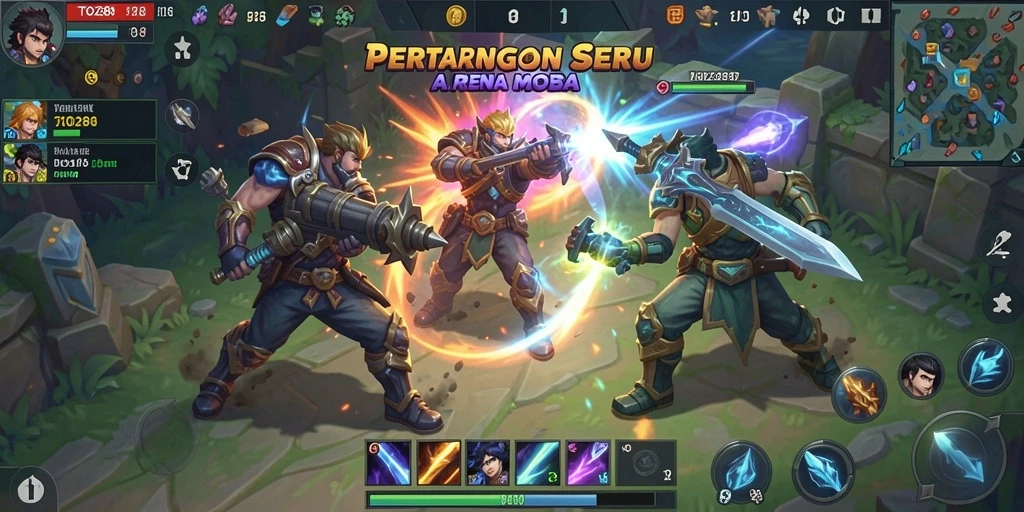 Tampilan gameplay seru di arena MOBA TO288 yang penuh strategi.