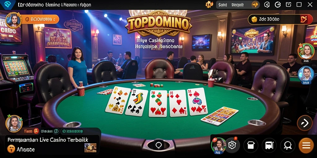 Screenshot permainan yang menunjukkan dealer Live Casino dalam aksi.